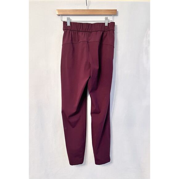 Lululemon On the Fly Pant 7/8 SIZE 2 Dark Red Garnet Drawstring Quick Dry EUC - Picture 4 of 7